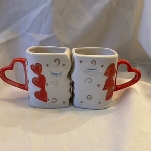 We’re a Perfectl Match Ceramic Mug Set - White with Red Hearts
